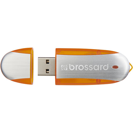 Memo USB-Stick , orange / silber MB , 4 GB , Kunststoff, Aluminium MB , 6,00cm x 2,40cm x 1,20cm (Länge x Höhe x Breite), Bild 2