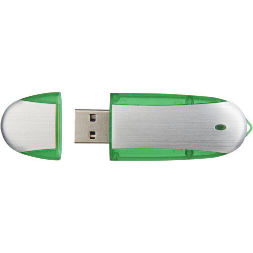 Memo USB-Stick , apfelgrün / silber MB , 4 GB , Kunststoff, Aluminium MB , 6,00cm x 2,40cm x 1,20cm (Länge x Höhe x Breite), Bild 5