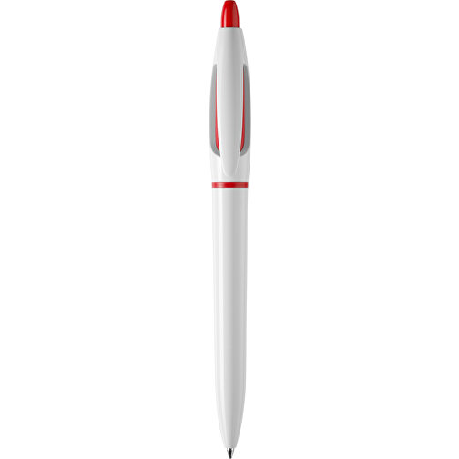 Kugelschreiber S! Hardcolour , weiss / rot, ABS, 13,50cm (Länge), Bild 1