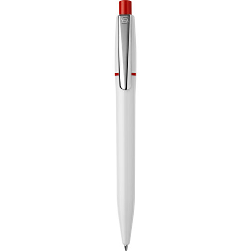 Kugelschreiber Semyr Hardcolour , weiß / rot, ABS & Metall, 13,70cm (Länge), Bild 1