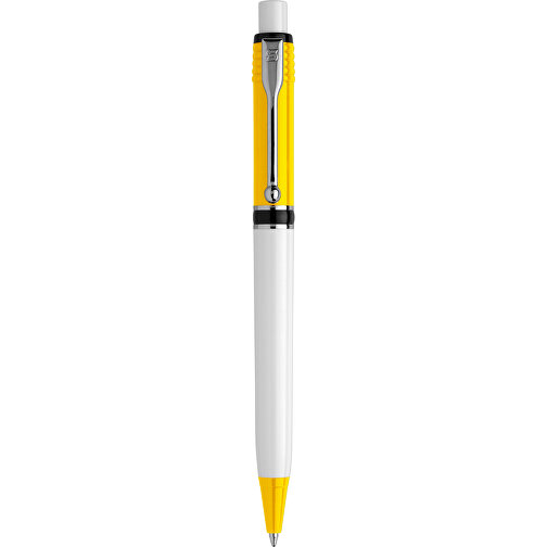 Kugelschreiber Raja Colour Hardcolour , gelb / weiß, ABS & Metall, 14,00cm (Länge), Bild 1