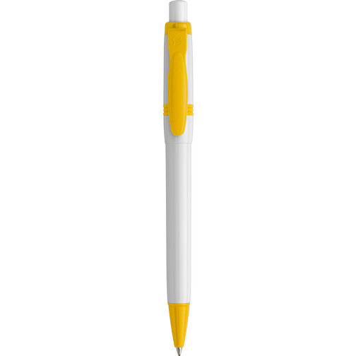 Kugelschreiber Olly Hardcolour , weiß / gelb, ABS, 13,80cm (Länge), Bild 1