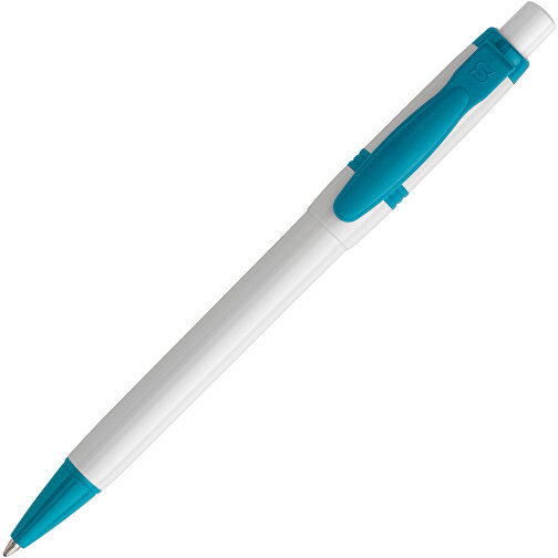 Kugelschreiber Olly Hardcolour , weiss / türkis, ABS, 13,80cm (Länge), Bild 2