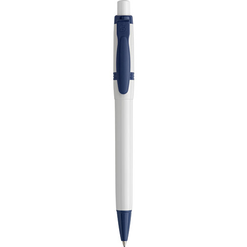 Kugelschreiber Olly Hardcolour , weiß / dunkelblau, ABS, 13,80cm (Länge), Bild 1