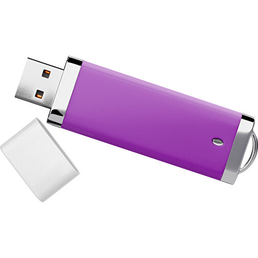 PromoPerfect USB-STICK 2.0 PLASTIK , dunkelmagenta / weiß MB , 65 GB , Gummiplastik, Kunststoff MB , 7,00cm x 0,70cm x 2,00cm (Länge x Höhe x Breite), Bild 1