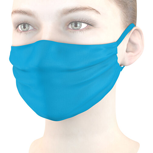 Mund-Nasen-Maske , hellblau, Polyester, 11,00cm x 9,00cm (Länge x Breite), Bild 1