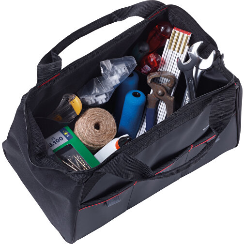 TROIKA Werkzeugtasche TOOL BAG , Troika, rot, schwarz, Tarpaulin (Plane), 33,50cm x 21,00cm x 19,00cm (Länge x Höhe x Breite), Bild 3