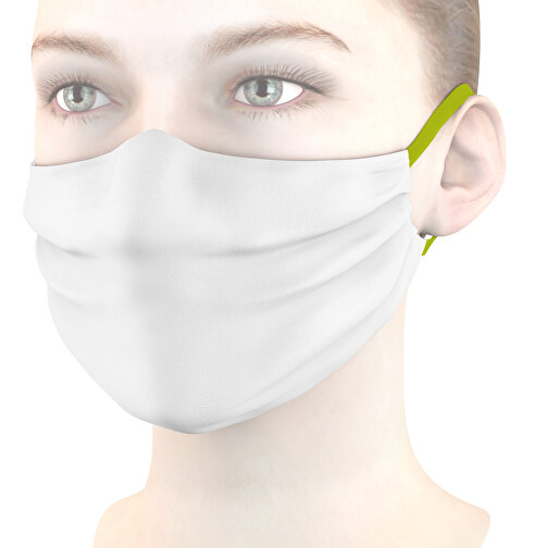 Mund-Nasen-Maske Mit Nasenbügel , grüngelb, Polyester, 11,00cm x 9,00cm (Länge x Breite), Bild 1