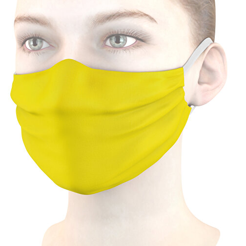 Mund-Nasen-Maske Mit Nasenbügel , zitronengelb, Polyester, 11,00cm x 9,00cm (Länge x Breite), Bild 1