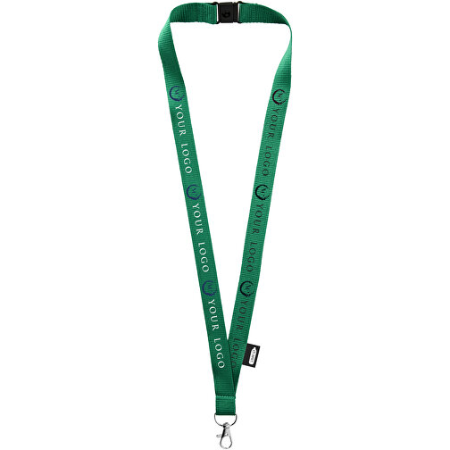 Tom Schlüsselband Aus Recyceltem PET Kunststoff Mit Sicherheitsverschluss , Green Concept, grün, Recycelter Kunststoff, 2,00cm x 45,00cm x 0,20cm (Länge x Höhe x Breite), Bild 2