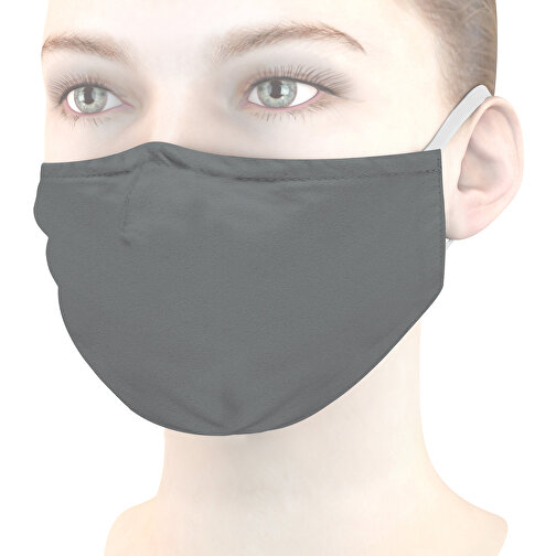 Mund-Nasen-Maske Deluxe , grau, Polyester, 21,00cm x 12,00cm (Länge x Breite), Bild 1
