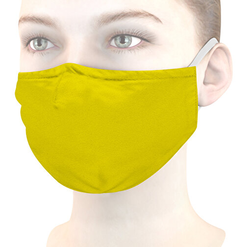 Mund-Nasen-Maske Deluxe , zitronengelb, Polyester, 21,00cm x 12,00cm (Länge x Breite), Bild 1