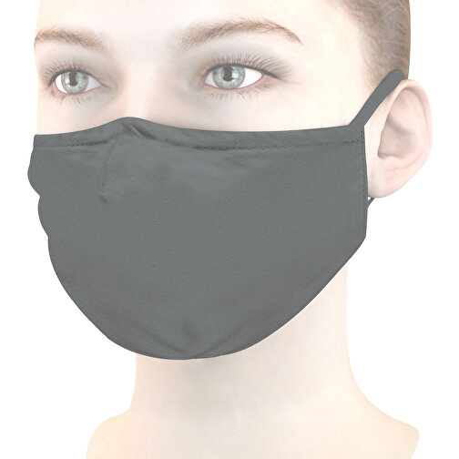 Mund-Nasen-Maske Deluxe , grau, Polyester, 21,00cm x 12,00cm (Länge x Breite), Bild 1