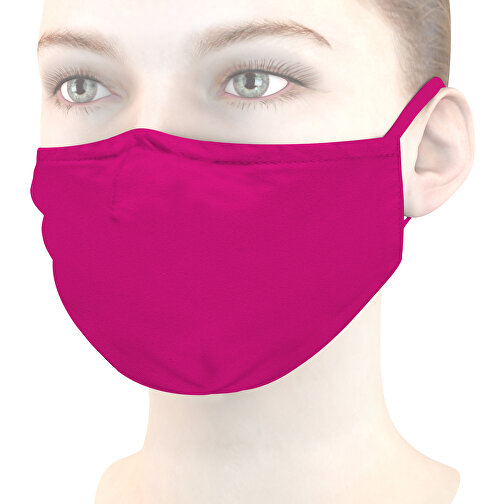 Mund-Nasen-Maske Deluxe , fuchsia, Polyester, 21,00cm x 12,00cm (Länge x Breite), Bild 1