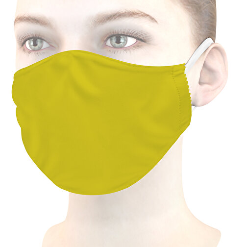 Mikrofaser-Gesichtsmaske , gelbgrün, 70% Polyester, 30% Polyamid, 18,00cm x 8,00cm (Länge x Breite), Bild 1