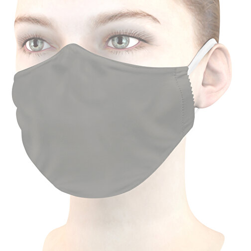 Mikrofaser-Kindermaske Mit Nasenbügel , hellgrau, 70% Polyester, 30% Polyamid, 17,00cm x 6,00cm (Länge x Breite), Bild 1