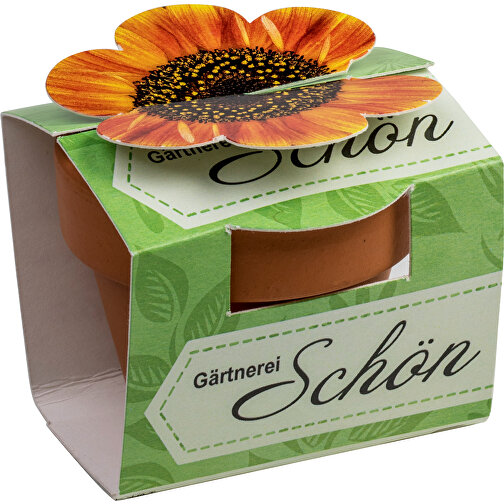 Tontöpfchen-Blume Mit Samen - Sonnenblume , individuell, Saatgut,Papier,Ton,Erde, 4,00cm (Höhe), Bild 2
