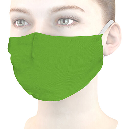 Mund-Nasen-Maske Deluxe , apfelgrün, Baumwolle, 21,00cm x 12,00cm (Länge x Breite), Bild 1