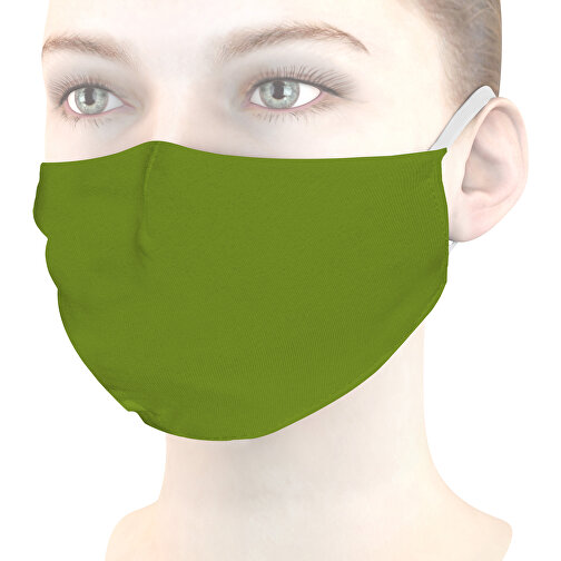 Mund-Nasen-Maske Deluxe , kiwigrün, Baumwolle, 21,00cm x 12,00cm (Länge x Breite), Bild 1