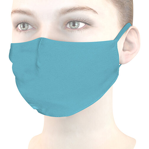 Mund-Nasen-Maske Deluxe , aquablau, Baumwolle, 21,00cm x 12,00cm (Länge x Breite), Bild 1