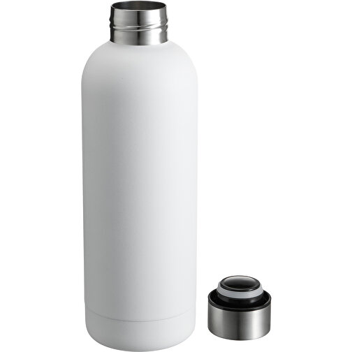 Weiße Edelstahl-Thermosflasche 0,55 L Mit Doppelwandiger Vakuum-Isolierung Pulverbeschichtet , weiß, Edelstahl, ABS, Silikon, 26,50cm (Höhe), Bild 2