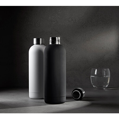 Weiße Edelstahl-Thermosflasche 0,55 L Mit Doppelwandiger Vakuum-Isolierung Pulverbeschichtet , weiß, Edelstahl, ABS, Silikon, 26,50cm (Höhe), Bild 3
