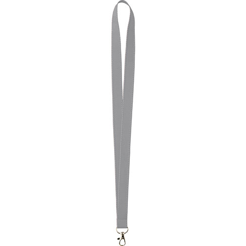 20 Mm Lanyard Mit Reflektierenden Fäden , hellgrau, Polyester, 90,00cm x 2,00cm (Länge x Breite), Bild 1