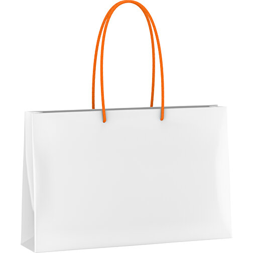 Tragetasche Classic 6 Mit Baumwollkordeln , orange/weiß, White Chrom Papier, 37,00cm x 24,00cm x 9,00cm (Länge x Höhe x Breite), Bild 1