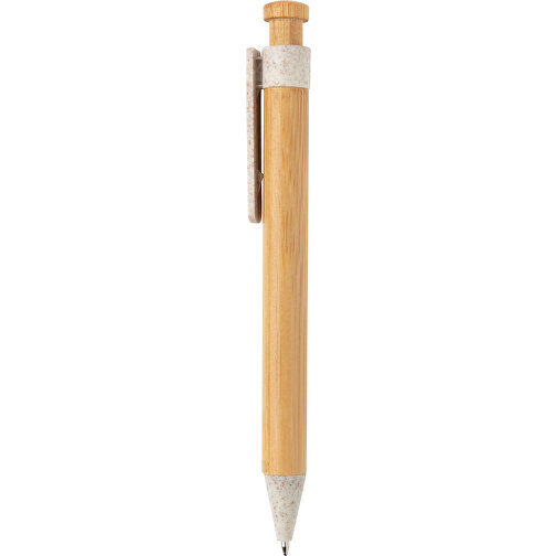 Bambus Stift Mit Wheatstraw-Clip, Weiss , weiss, Bambus, 13,80cm (Höhe), Bild 3