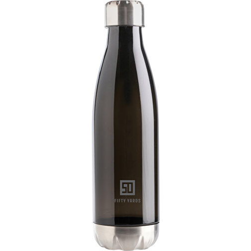 Auslaufsichere Trinkflasche Mit Stainless-Steel-Deckel, Schwarz , schwarz, Mit Glykol modifiziertes PET, 26,20cm (Höhe), Bild 3