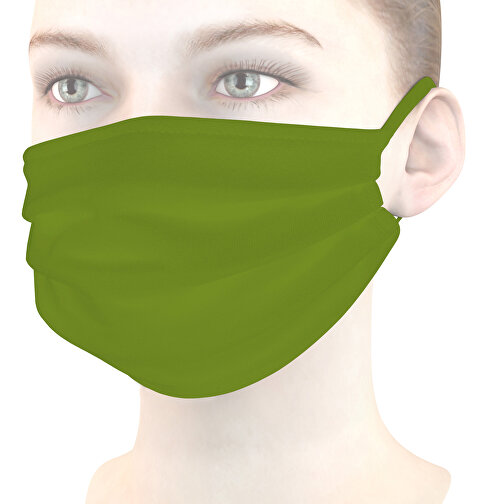 Mund-Nasen-Maske , kiwigrün, Baumwolle, 11,00cm x 9,00cm (Länge x Breite), Bild 1