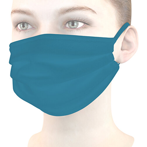 Mund-Nasen-Maske , türkisblau, Baumwolle, 11,00cm x 9,00cm (Länge x Breite), Bild 1