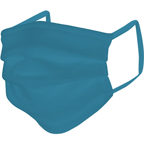 Mund-Nasen-Maske , türkisblau, Baumwolle, 11,00cm x 9,00cm (Länge x Breite), Bild 2