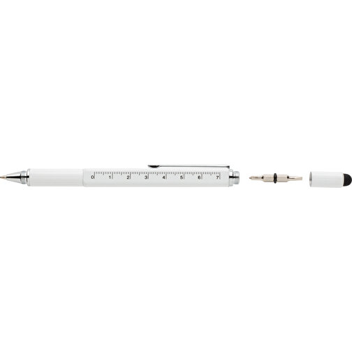 5-in-1 Aluminium Tool-Stift, Weiß , weiß, Aluminium, 15,00cm (Höhe), Bild 3