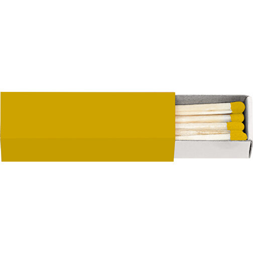 Streichholzschachtel 5,6 X 1,7 X 1,7 Cm , gelb/weiß, Holz, Karton, 5,60cm x 1,70cm x 1,70cm (Länge x Höhe x Breite), Bild 2