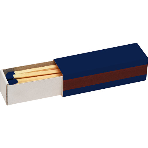 Streichholzschachtel 5,6 X 1,7 X 1,7 Cm , dunkelblau/weiß, Holz, Karton, 5,60cm x 1,70cm x 1,70cm (Länge x Höhe x Breite), Bild 1