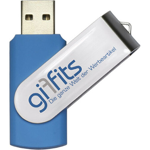 USB-Stick SWING DOMING 128GB , Promo Effects MB , hellblau MB , 131 GB , Kunststoff/ Aluminium MB , 3 - 10 MB/s MB , 5,70cm x 1,00cm x 1,90cm (Länge x Höhe x Breite), Bild 1