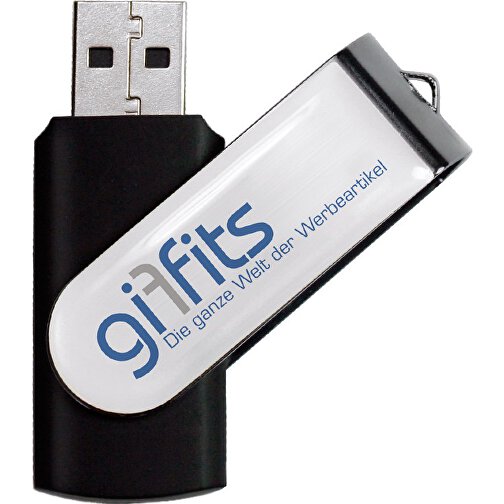 USB-Stick SWING DOMING 128GB , Promo Effects MB , schwarz MB , 131 GB , Kunststoff/ Aluminium MB , 3 - 10 MB/s MB , 5,70cm x 1,00cm x 1,90cm (Länge x Höhe x Breite), Bild 1