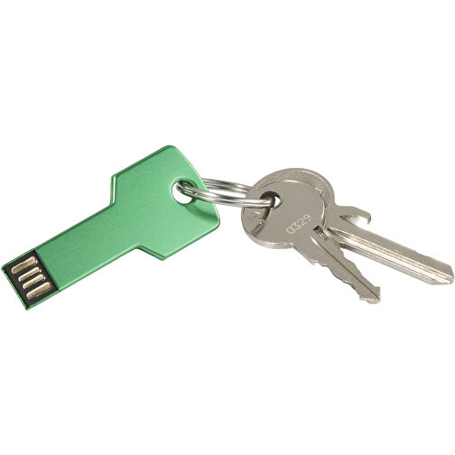 USB-Stick Schlüssel 2.0 128GB , Promo Effects MB , grün MB , 131 GB , Metall MB , 3 - 10 MB/s MB , 5,70cm x 2,40cm (Länge x Breite), Bild 2