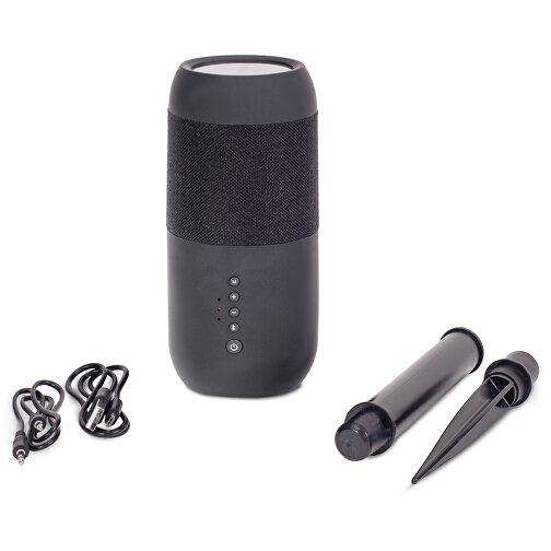 Wireless Solar Speaker Torch 2x5W IPX6 , schwarz, ABS, 7,70cm x 16,70cm x 7,70cm (Länge x Höhe x Breite), Bild 1