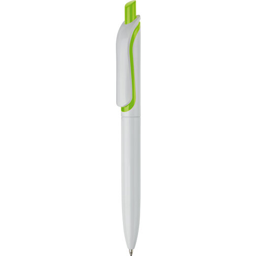Kugelschreiber Modell Click Shadow - Hergestellt In Deutschland , weiss / hellgrün, ABS, 14,30cm (Länge), Bild 1