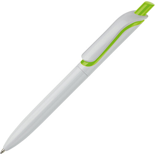 Kugelschreiber Modell Click Shadow - Hergestellt In Deutschland , weiss / hellgrün, ABS, 14,30cm (Länge), Bild 2