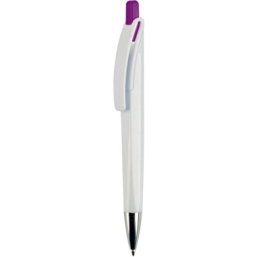 Kugelschreiber Riva Hardcolour , weiß / dunkelrosa, ABS, 14,40cm (Länge), Bild 1