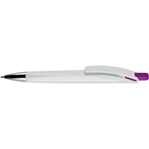 Kugelschreiber Riva Hardcolour , weiss / dunkelrosa, ABS, 14,40cm (Länge), Bild 3