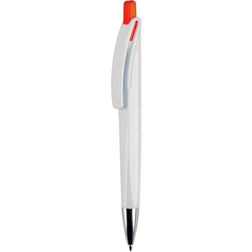 Kugelschreiber Riva Hardcolour , weiß / rot, ABS, 14,40cm (Länge), Bild 1