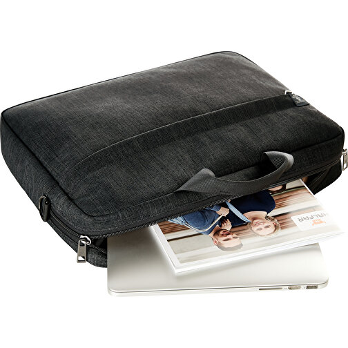 Notebook-Tasche EUROPE , Halfar, schwarz meliert, rPET melange, 8,00cm x 29,00cm x 39,00cm (Länge x Höhe x Breite), Bild 4