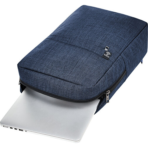 Notebook-Rucksack EUROPE , Halfar, blau meliert, rPET melange, 12,00cm x 42,00cm x 28,00cm (Länge x Höhe x Breite), Bild 4
