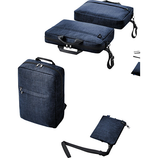 Notebook-Rucksack EUROPE , Halfar, blau meliert, rPET melange, 12,00cm x 42,00cm x 28,00cm (Länge x Höhe x Breite), Bild 6