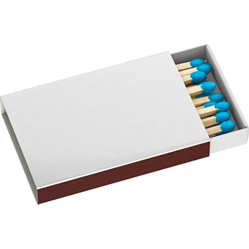 Streichholzschachtel 5,5 X 3,6 X 0,8 Cm , weiß/hellblau, Holz, Karton, 5,50cm x 0,80cm x 3,60cm (Länge x Höhe x Breite), Bild 1