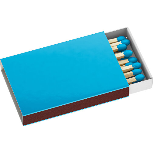 Streichholzschachtel 5,5 X 3,6 X 0,8 Cm , hellblau/weiß, Holz, Karton, 5,50cm x 0,80cm x 3,60cm (Länge x Höhe x Breite), Bild 1
